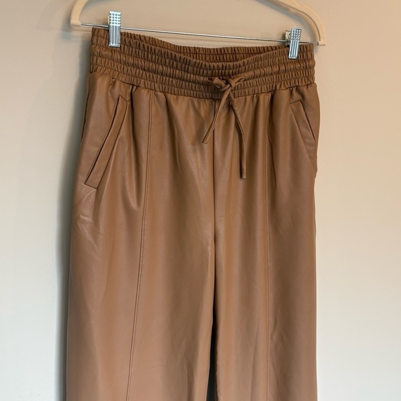 Open Edit Faux Leather Wide-Leg Pants — Camel Tan, Vegan Leather, Pull-On - Med - Picture 4 of 10